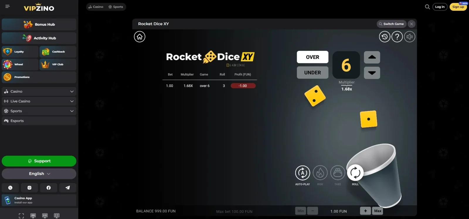 Vipzino online roulette tafelspellen